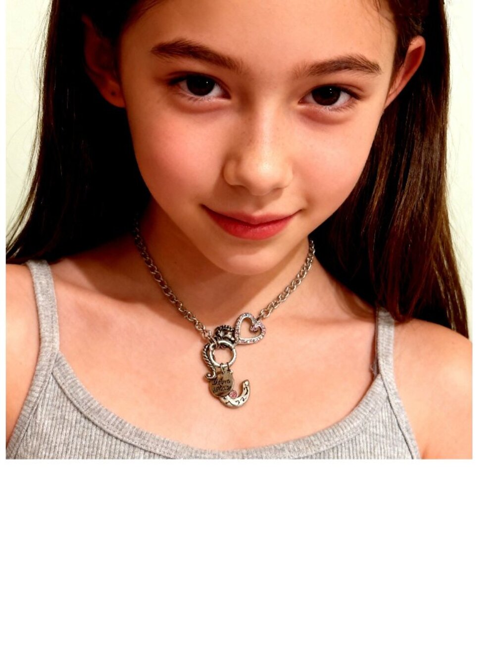 I Love Horses - October Birthstone Multi Charm Silver Tone 17 inch Necklace